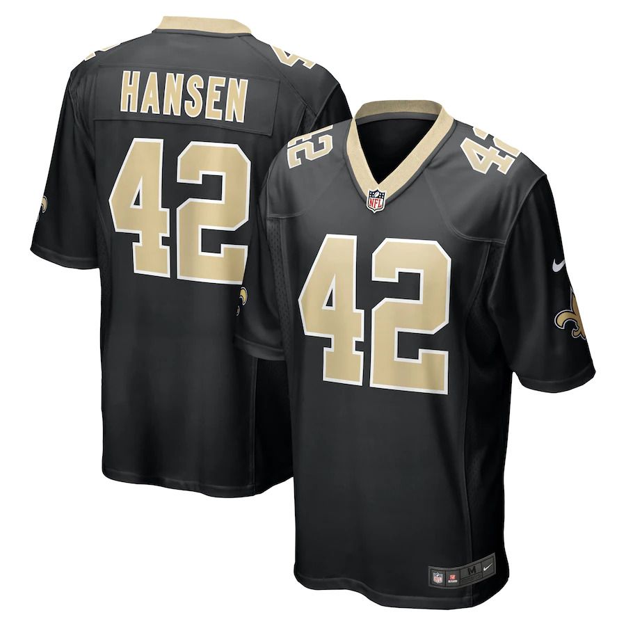 Men New Orleans Saints 42 Chase Hansen Nike Black Game NFL Jersey